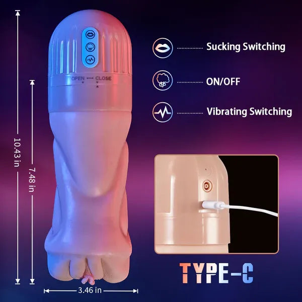 Beate - 5 Sucking & 10 Vibrating Vagina Masturbation Cup