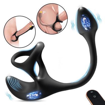 Buyging™ Spherical Vibrating Anal Plug with Penis Rings