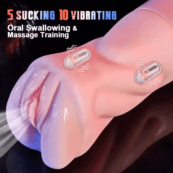 Beate - 5 Sucking & 10 Vibrating Vagina Masturbation Cup