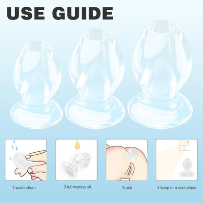 3PCs Transparent Butt Plugs Anal Douche