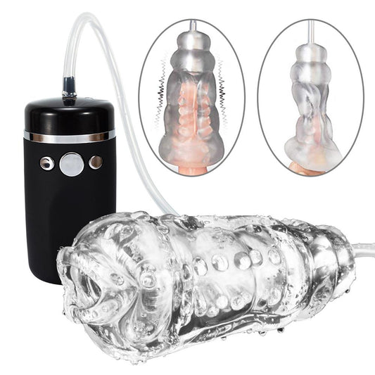 10 Frequencies Elastic Transparent Blow Job Vibrating Masturbator