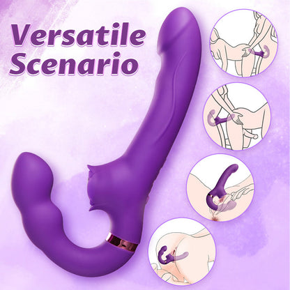 Buyging™ Strapless Strap-On G-Spot Dildo Vibrator With 10 Tapping Vibrating Modes