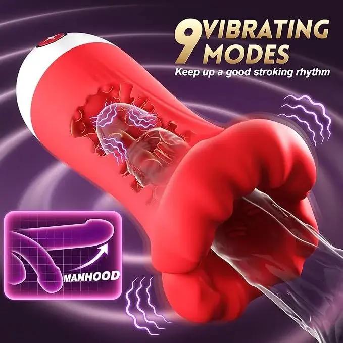 2026 Men's Fun Mouth Trainer, 4 in 1, 9 vibration modes, 360 pleasure